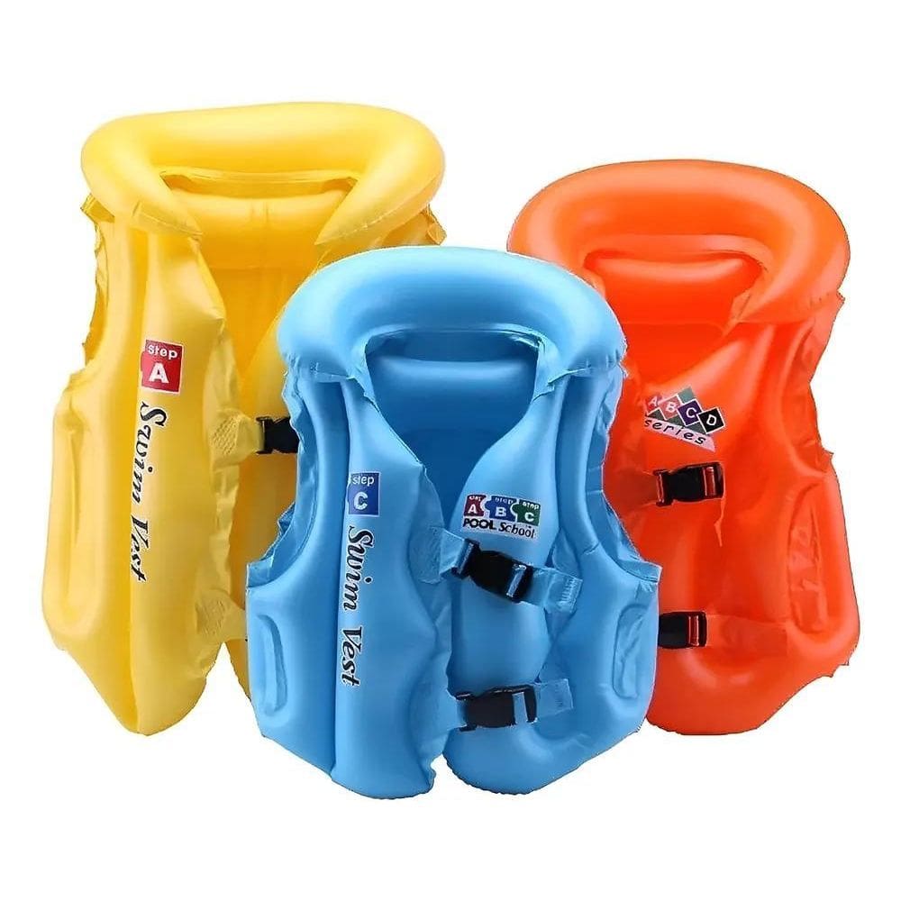 Colete Boia Salva Vidas Inflável Criança Piscina Pra Amarelo