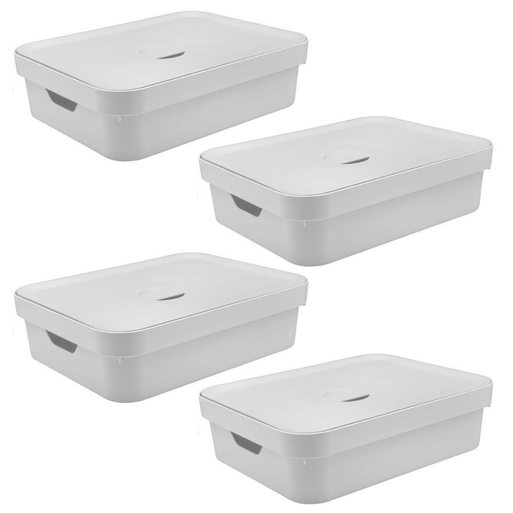 Caixa Organizadora Ou Plastico 16L Cube Branca 04 Unidades