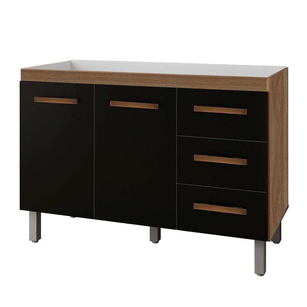 Balcao Sem Tampo Para Pia 120cm 9110 Savana Preto Mobbs Savana Preto