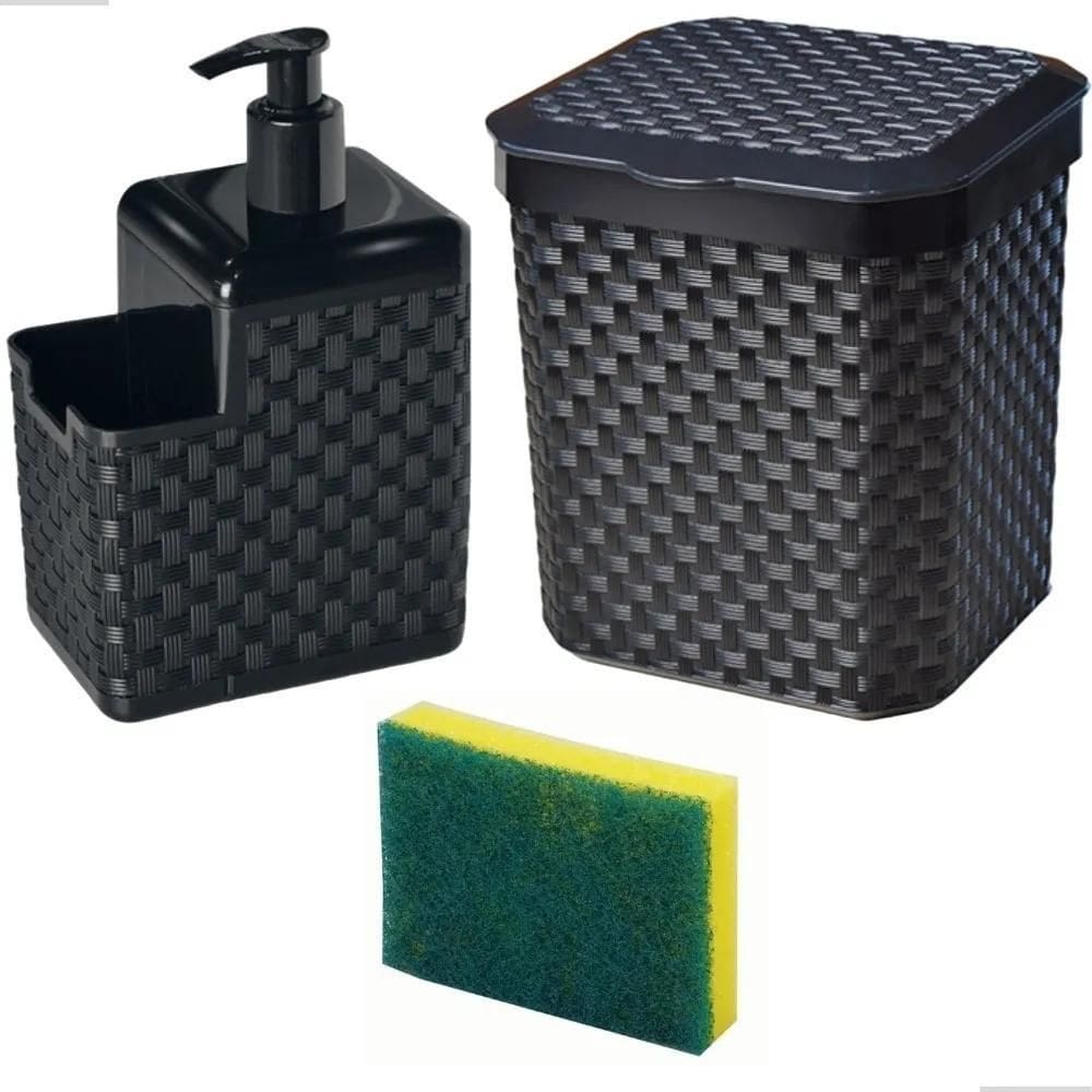 Jogo De Pia Porta Detergente Lixeira Organizador Cozinha