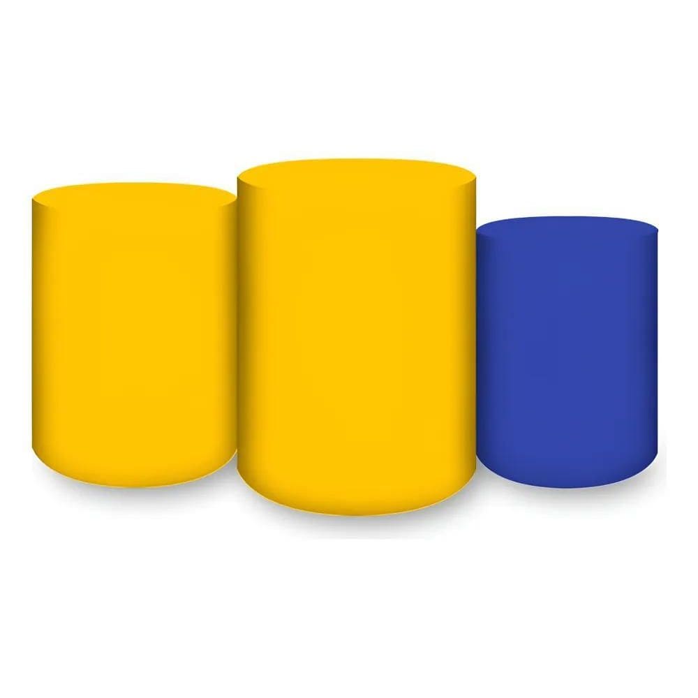 Trio Capas De Cilindro Sublimado Lis Azul/Amarelo