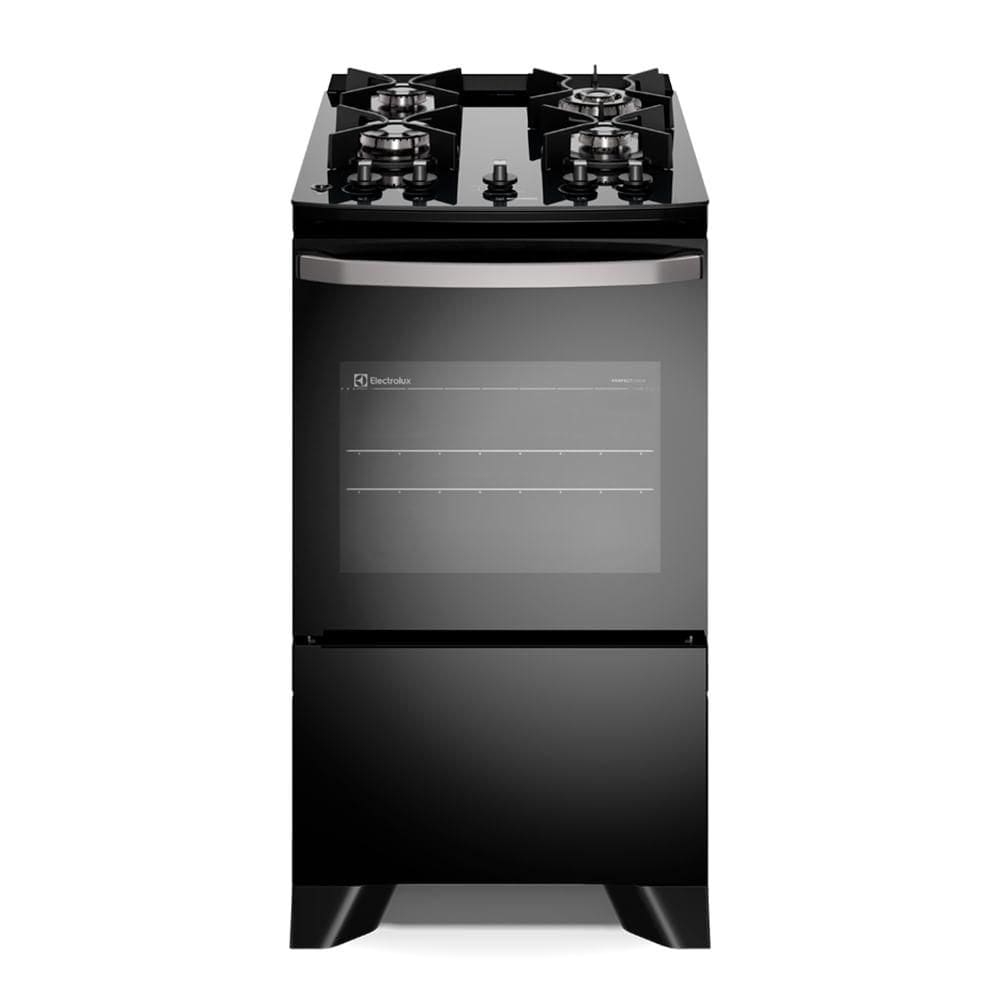 Fogão de Piso Electrolux de 04 Bocas Efficient com Mesa Vidro Preto - FE4GB