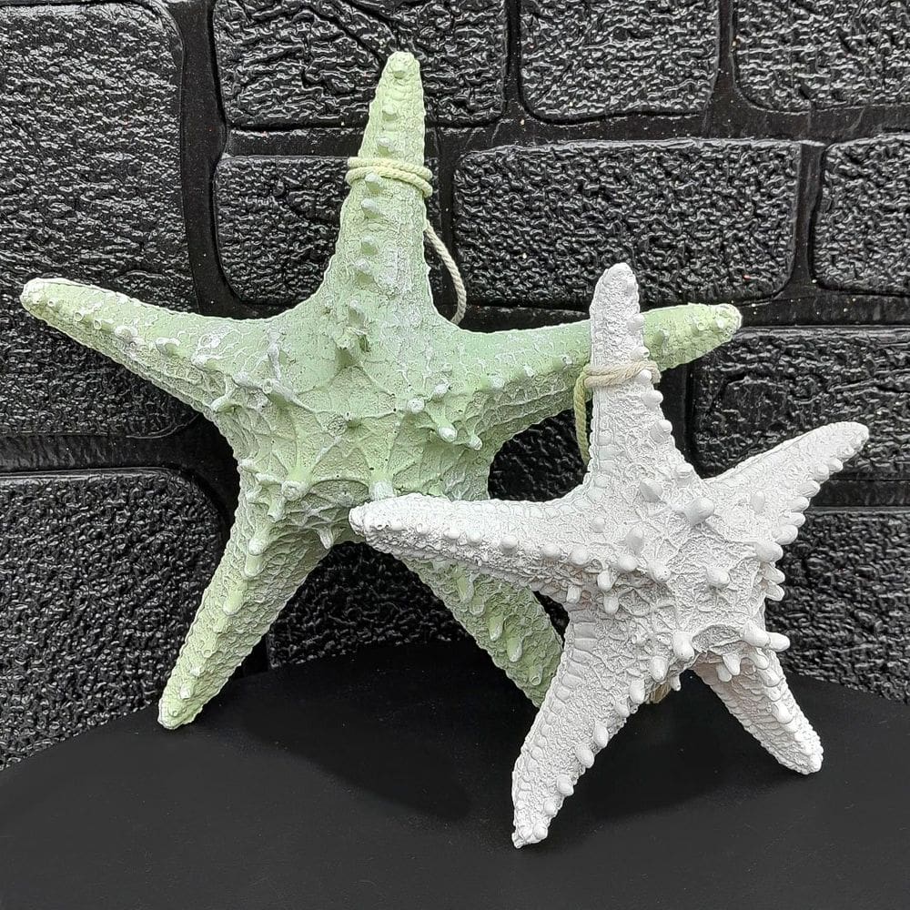 Enfeites Estrelas Mar Branca e Verde Casa Praia Mar Kit 2pçs