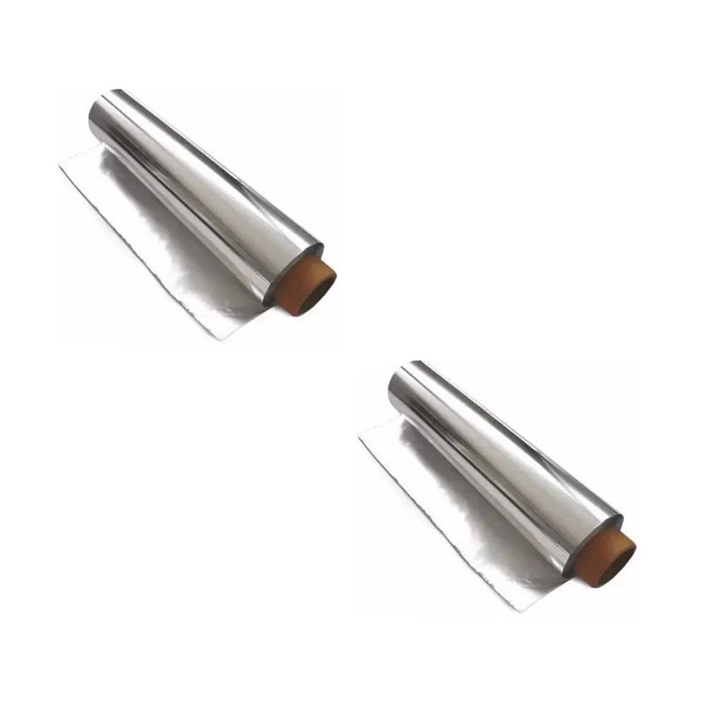 10X Kit 2 Rolos De Papel Alumínio 45 Cm X 65 Metros