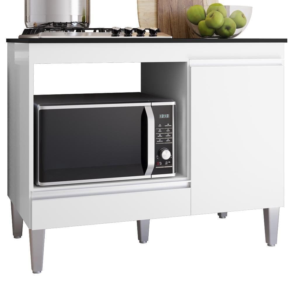 Balcao Com Tampo Para Cooktop 105 Cm Carla Branco Reajl Moveis Branco