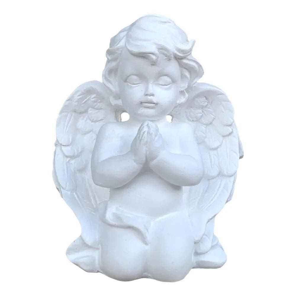 Enfeite Anjo Gesso Branco Anjinho Rezando Decoração
