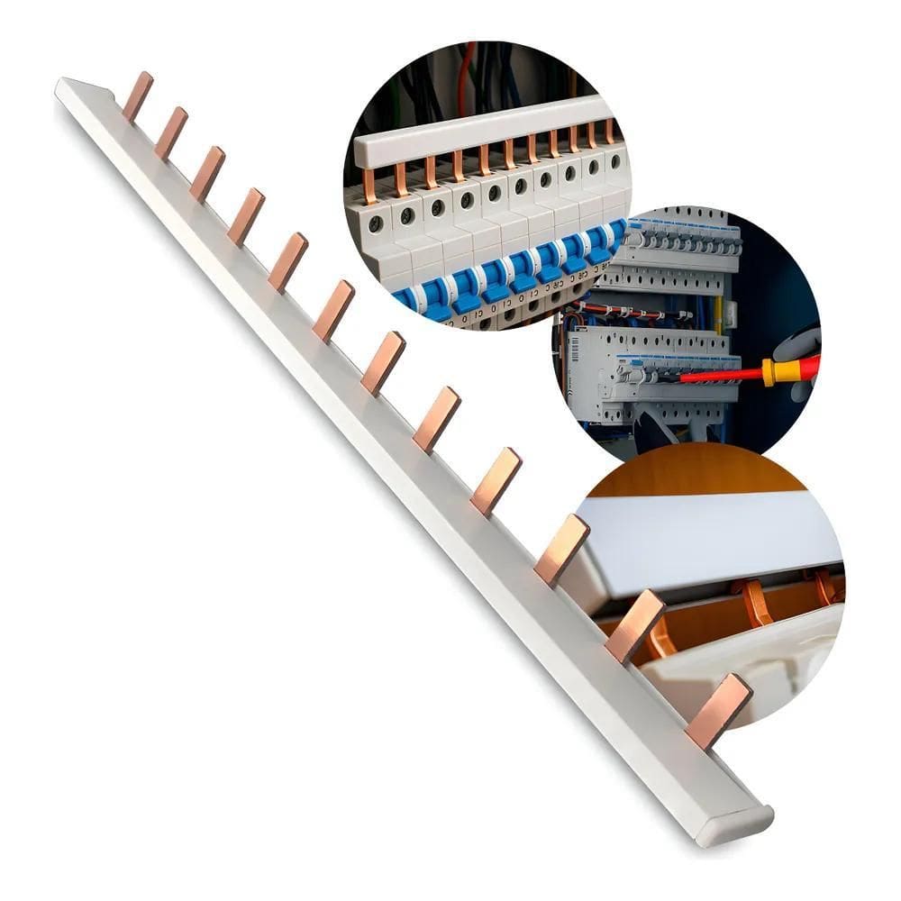 Kit 1Un Barramento Pente Monopolar 12 Polos - 63A