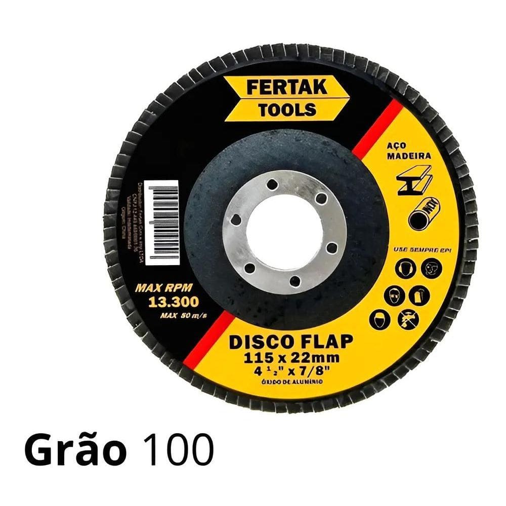 10 Disco Flap 115Mm 4.1/2 Madeira E Aço Cônico Grão100 Ferta