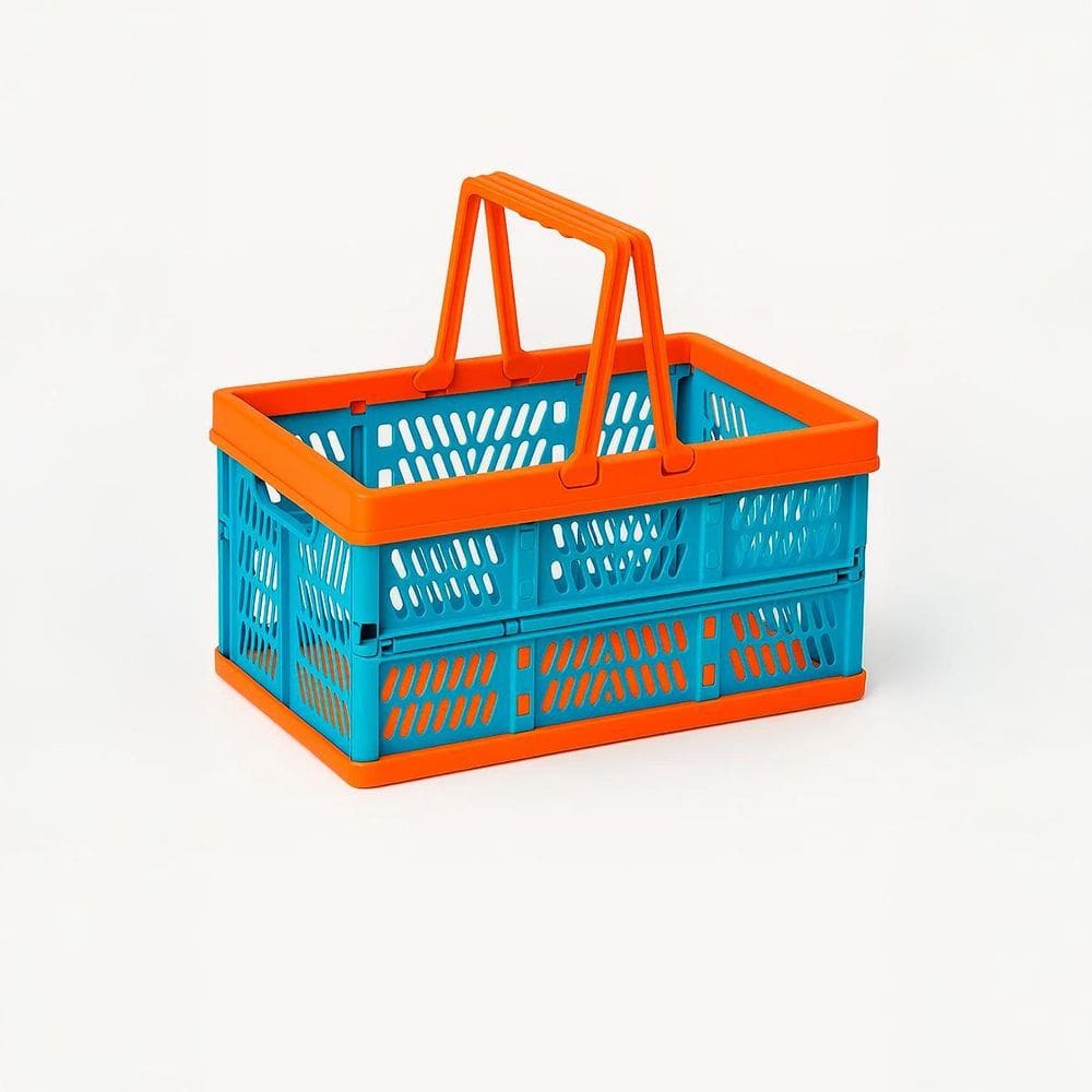 Cesta Plástica Dobrável Com Alça Para Armazenar Transportar
