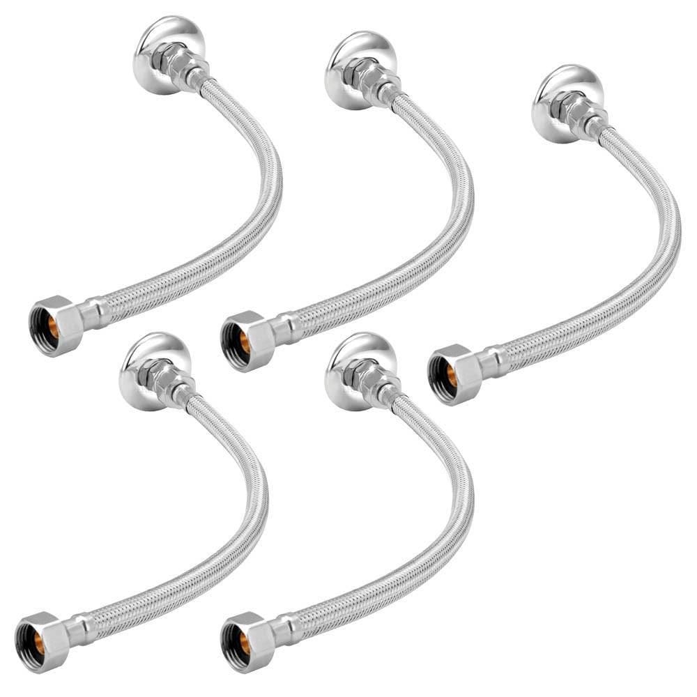 Kit 05 Engate Mangueira Flexível Trançado De 30 Cm Aço Inox