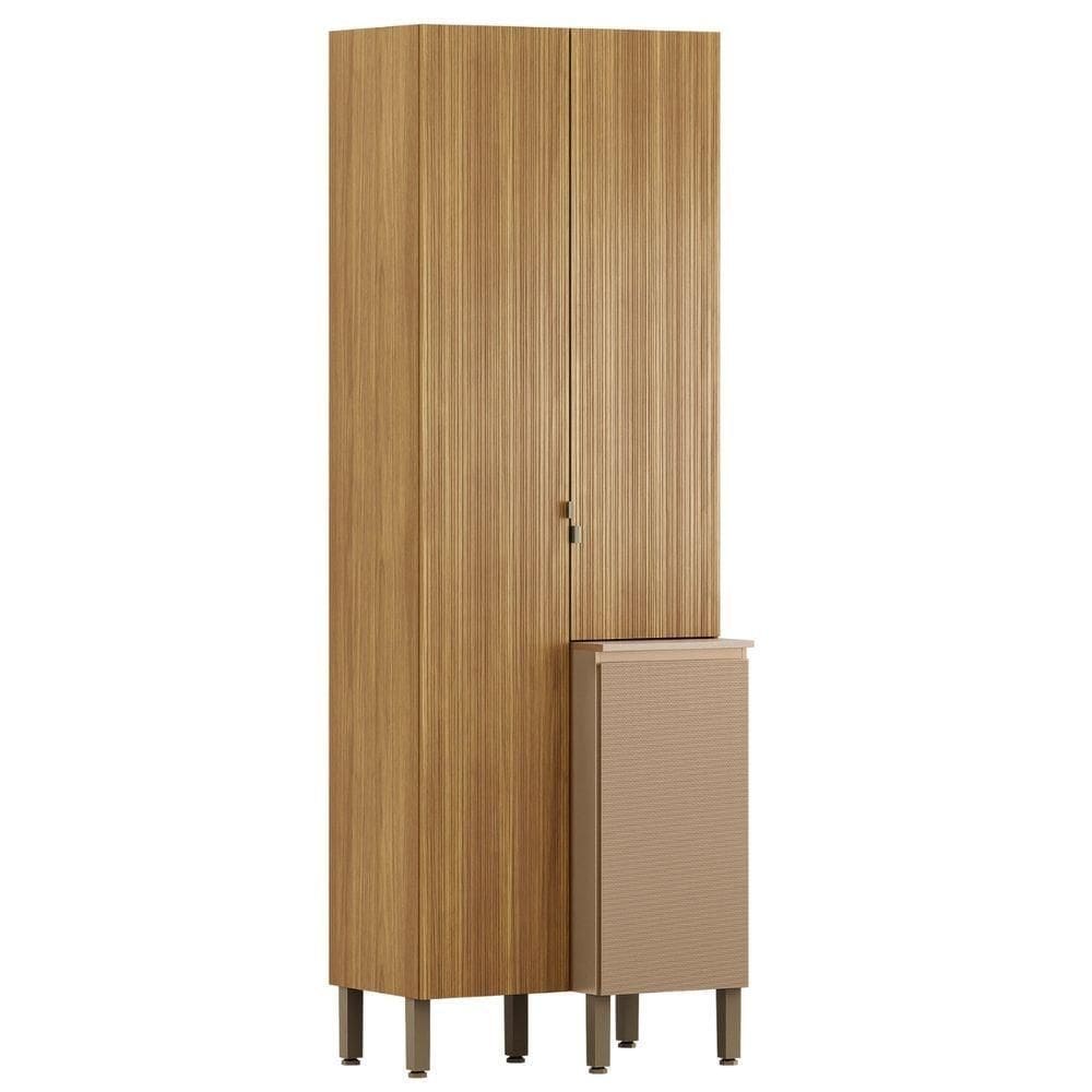 Armário Paneleiro Duplo Art 3 Portas Kit`s Paraná Cor:freijó Vanilla Riscatto