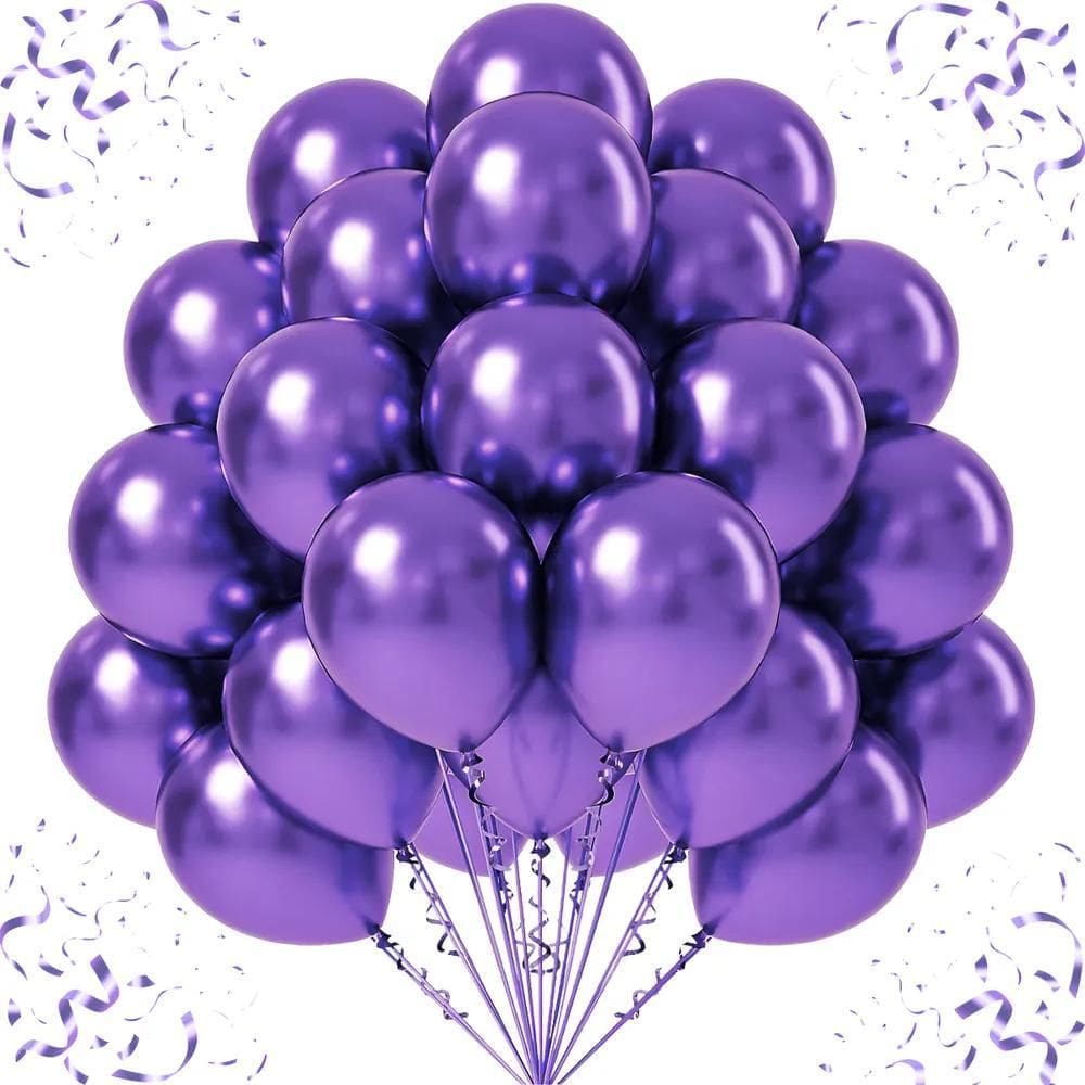 Kit 50 Un Balão Metalizado Bexiga Nº10 Festa Aniversá Roxo
