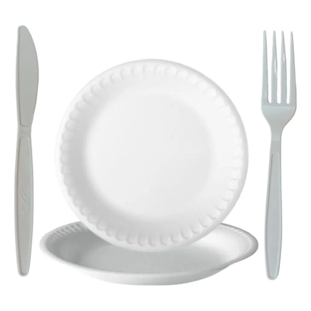 Prato Descartável Para Refeição De Isopor 23Cm C/100Un Garfo
