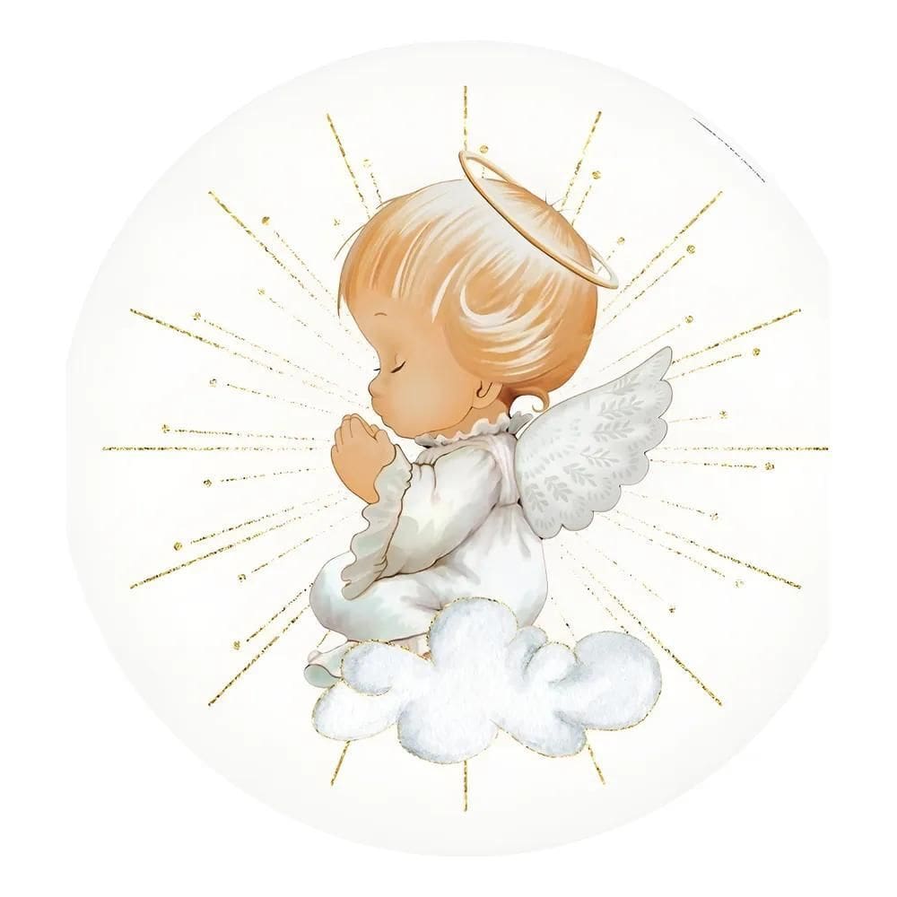 Painel Festa Redondo Sublimado 3D Tecido C/Elást Batizado An