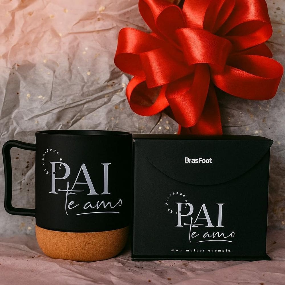 Caneca Vidro Cork 350Ml Brasfoot Pai Meu Maior Exemplo