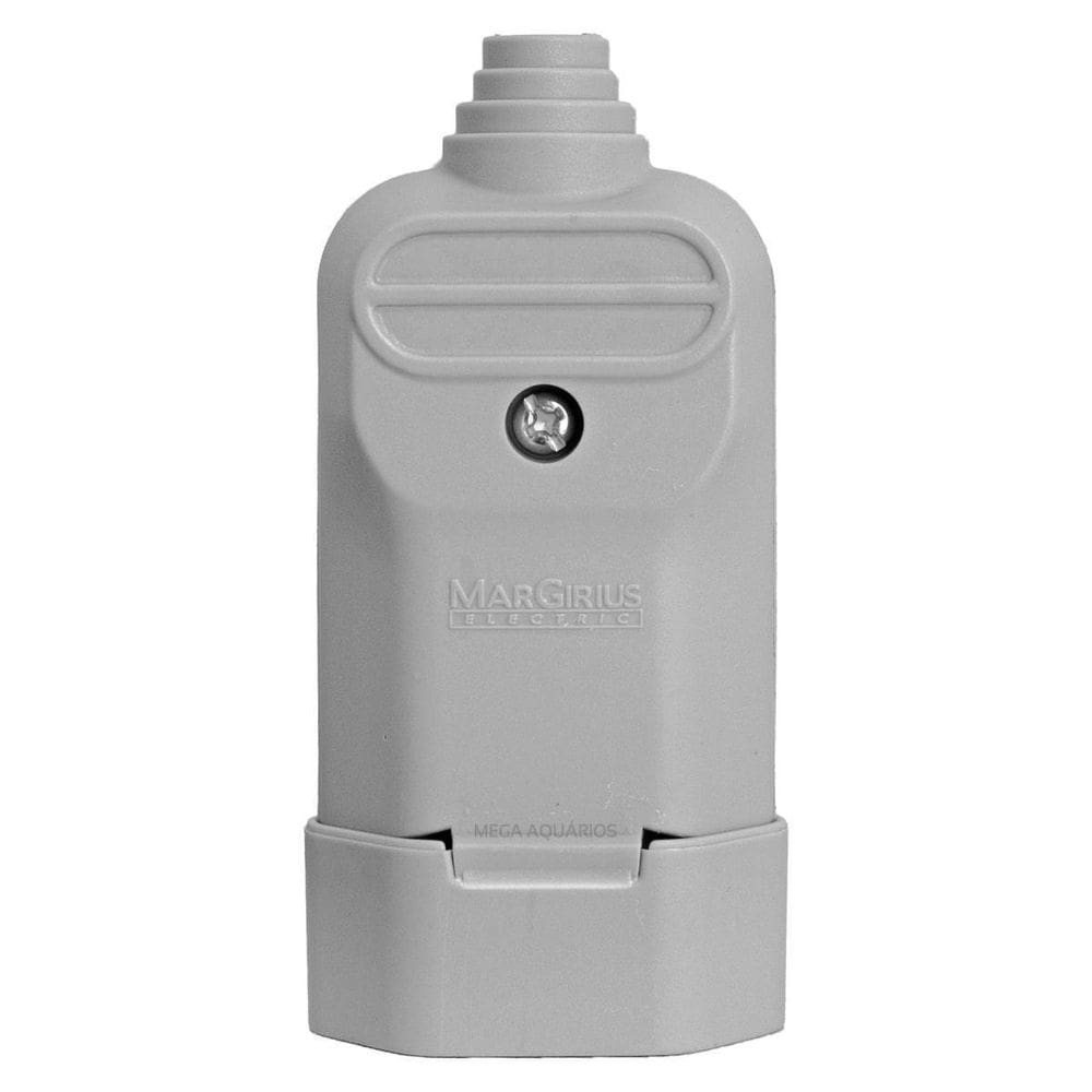 Tomada Plug Fêmea Prensa Cabo 3 Pinos Finos 10A Cinza