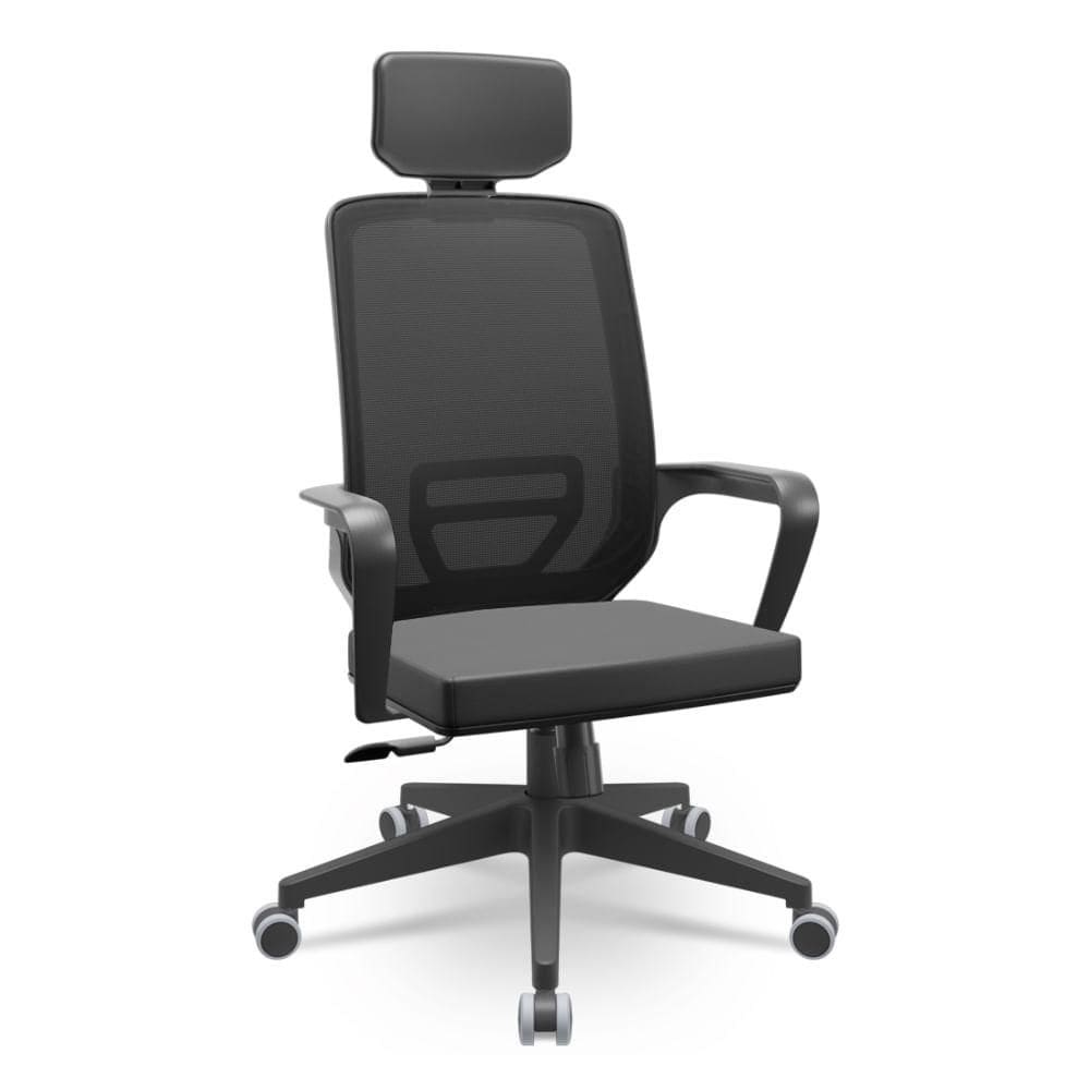 Cadeira Adrix Presidente Relax System Vinil Preto Apoio De Cabeça - Plaxmetal