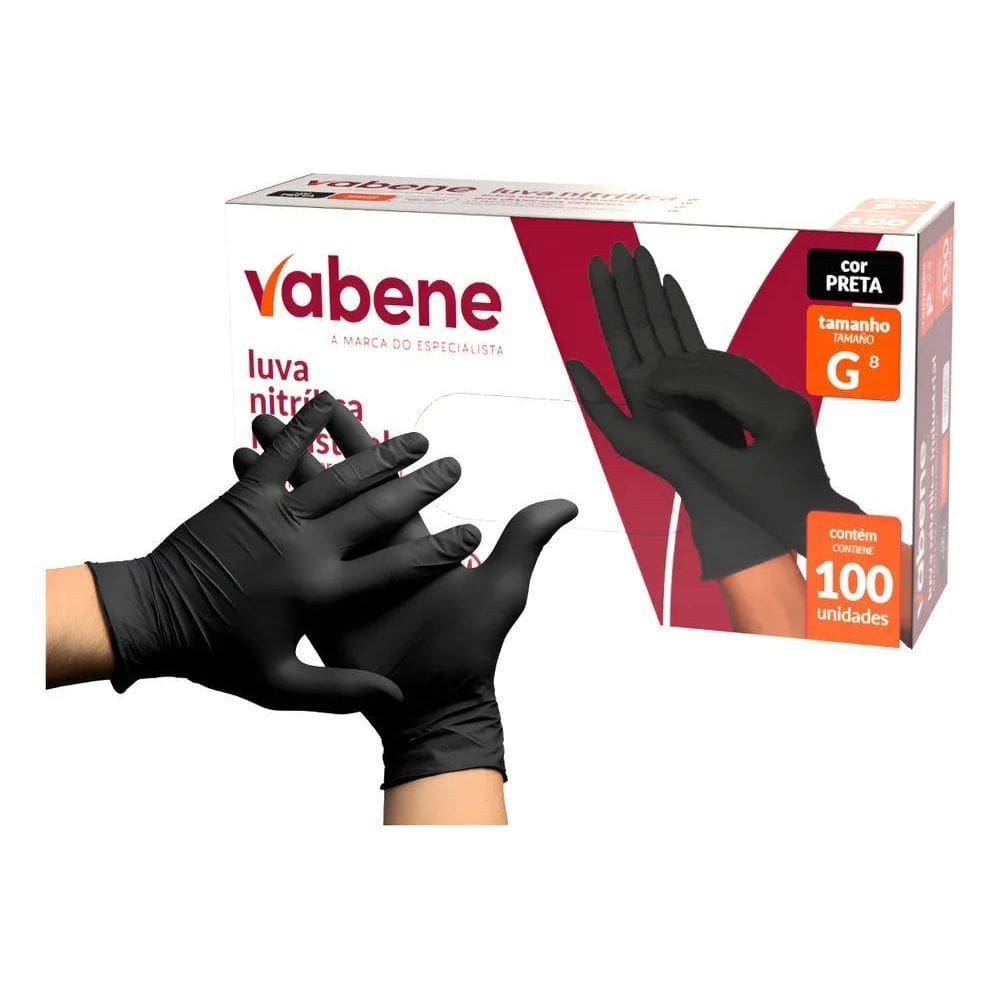Luva Nitrílica Descartável Sem Pó Preta 100Un Não Cir Preto