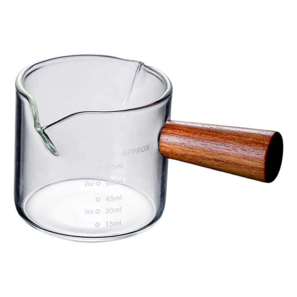 10X Copo Vidro Medidor De Café Expresso Alça De Madeira Bar