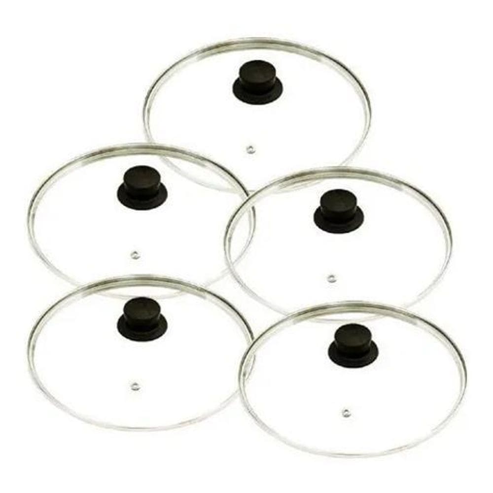 05 Tampa De Vidro Para Panelas Caçarolas Jogo 16 18 20 22 24