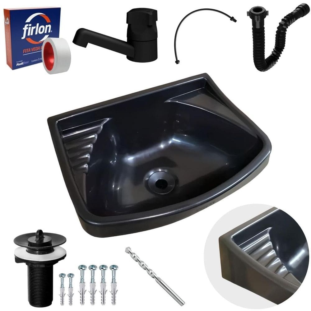 Pia Lavatório Banheiro 4,8L + Sifão+ Torneira + Engate+Broca