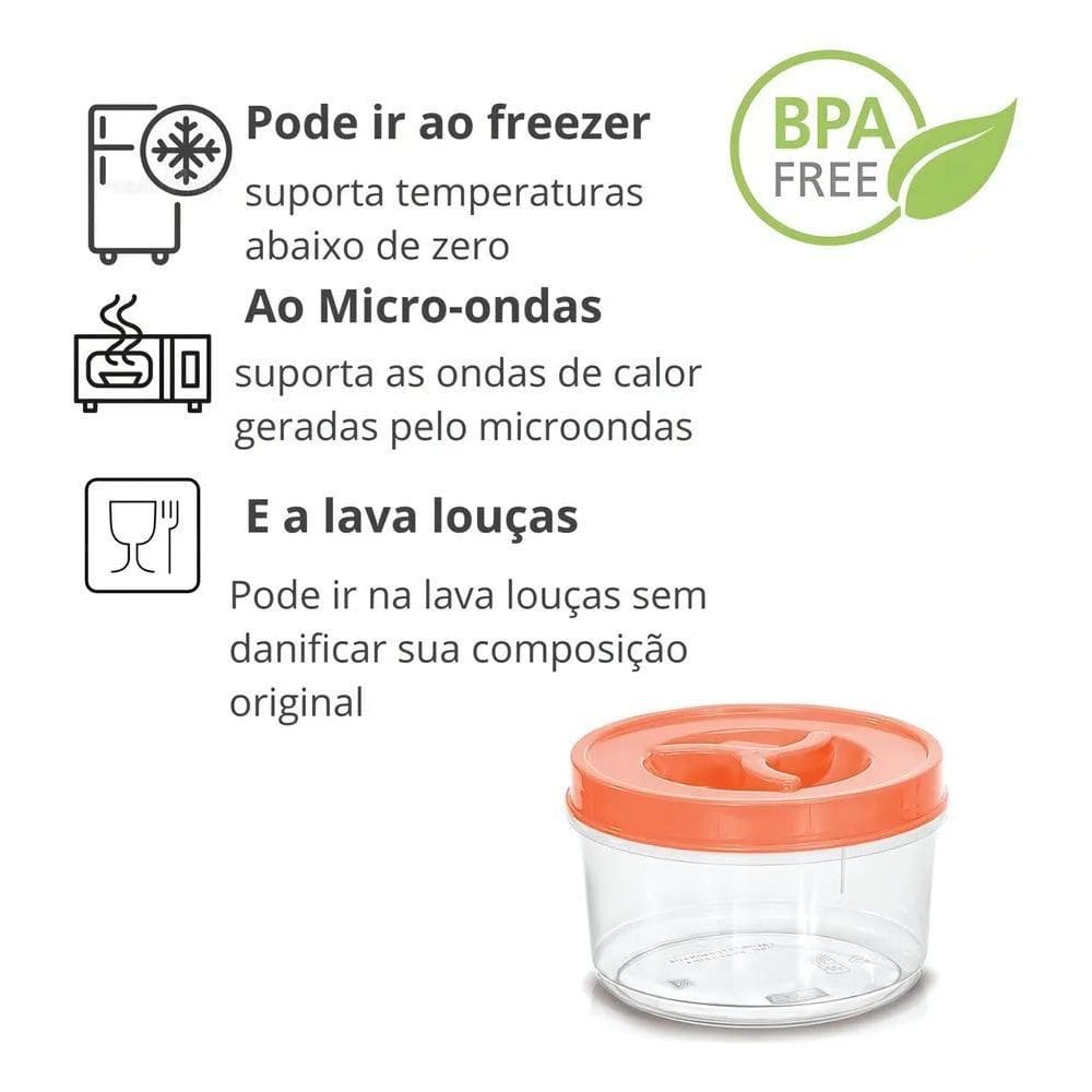 2X Potinho Pequeno Porta Alimento Tampa De Rosca 300 Ml 12 P