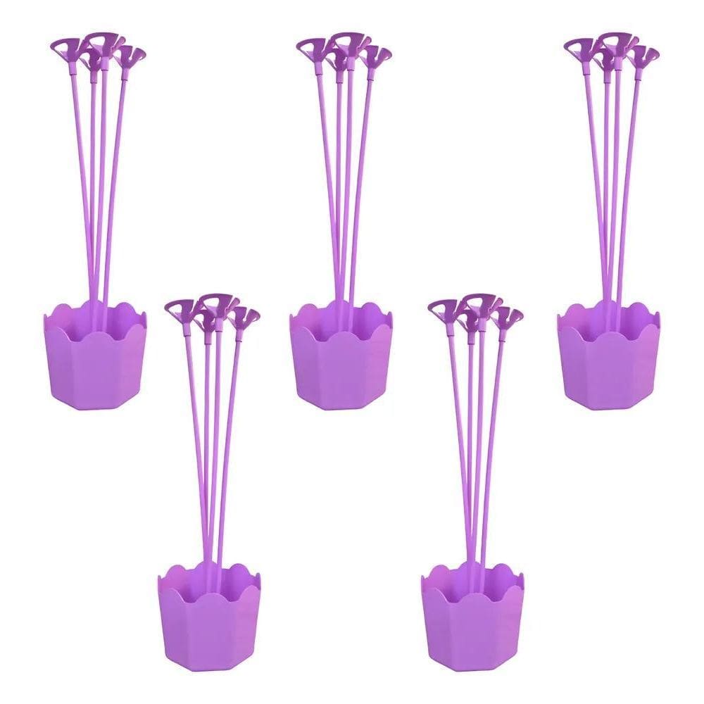 Centro De Mesa Aniversário Cachepot Suporte Balão Kit C Roxo