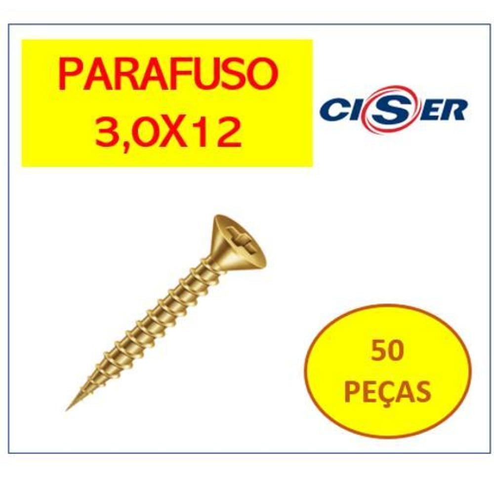 50 Peças Parafuso Cabeça Chata Phillips 3,0 X 12