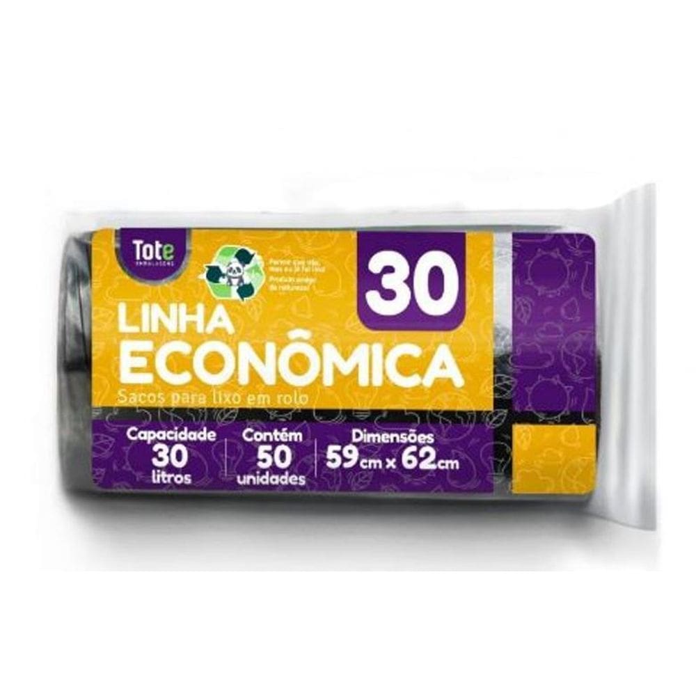 Saco De Lixo Econômico 30 Litros - Pacote Com 50 Unidades