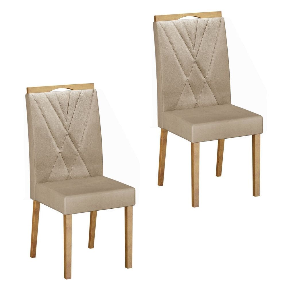 Conjunto 2 Cadeiras para Sala de Jatar Lara Cinamomo/Bege