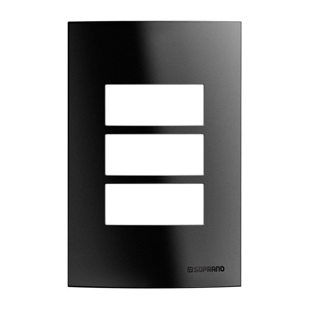Placa Soprano Brava Up 4x2 3 Módulos Simples Separados Preto