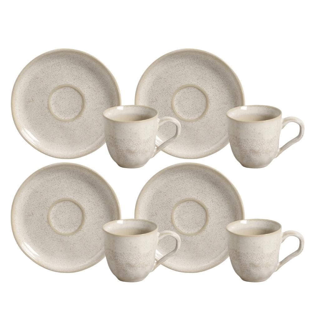 Jogo Xicaras De Café Com Pires 120Ml 4 Pçs Bio Latte Rustico