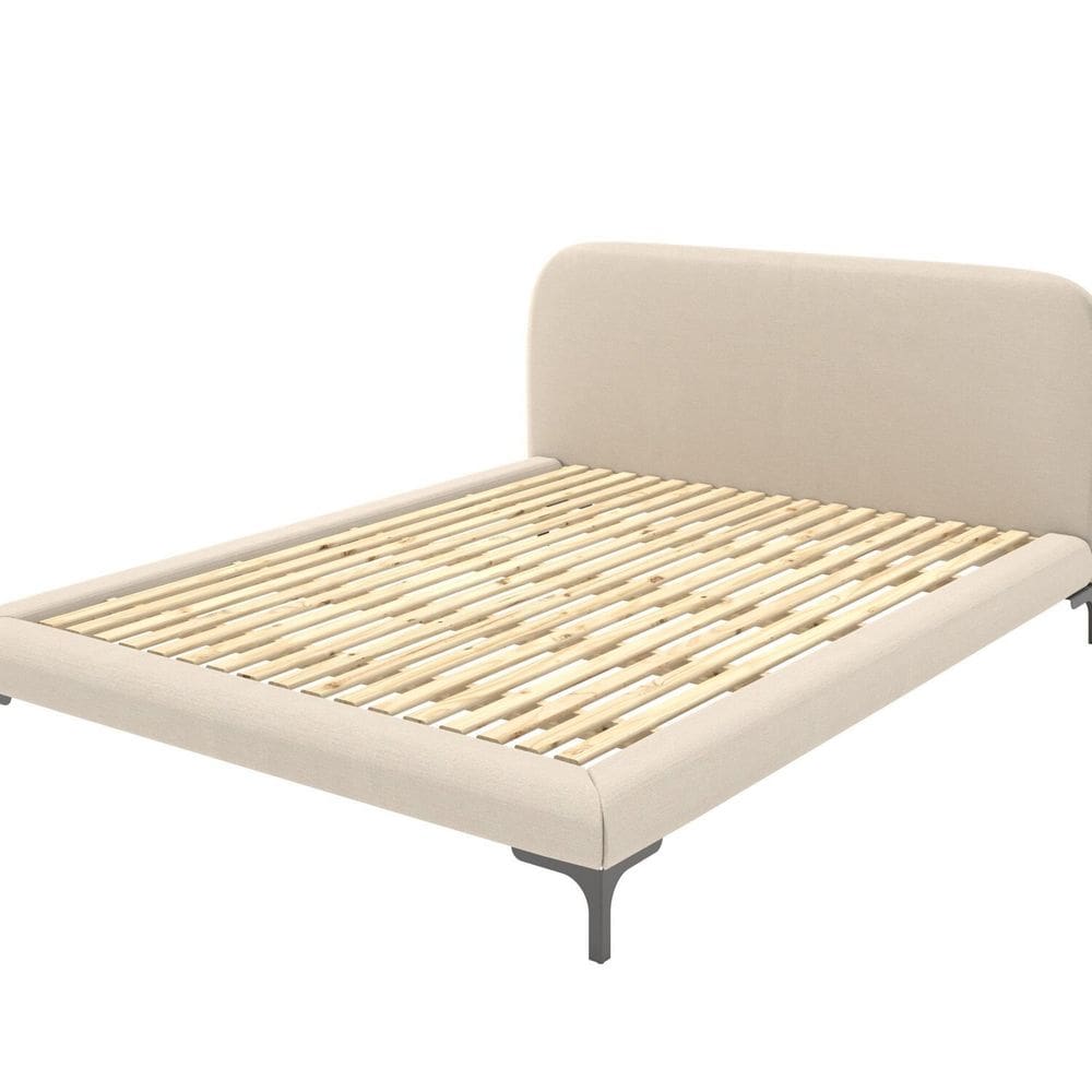 Cama Queen Estofada Linho com Cabeceira Sun Bege