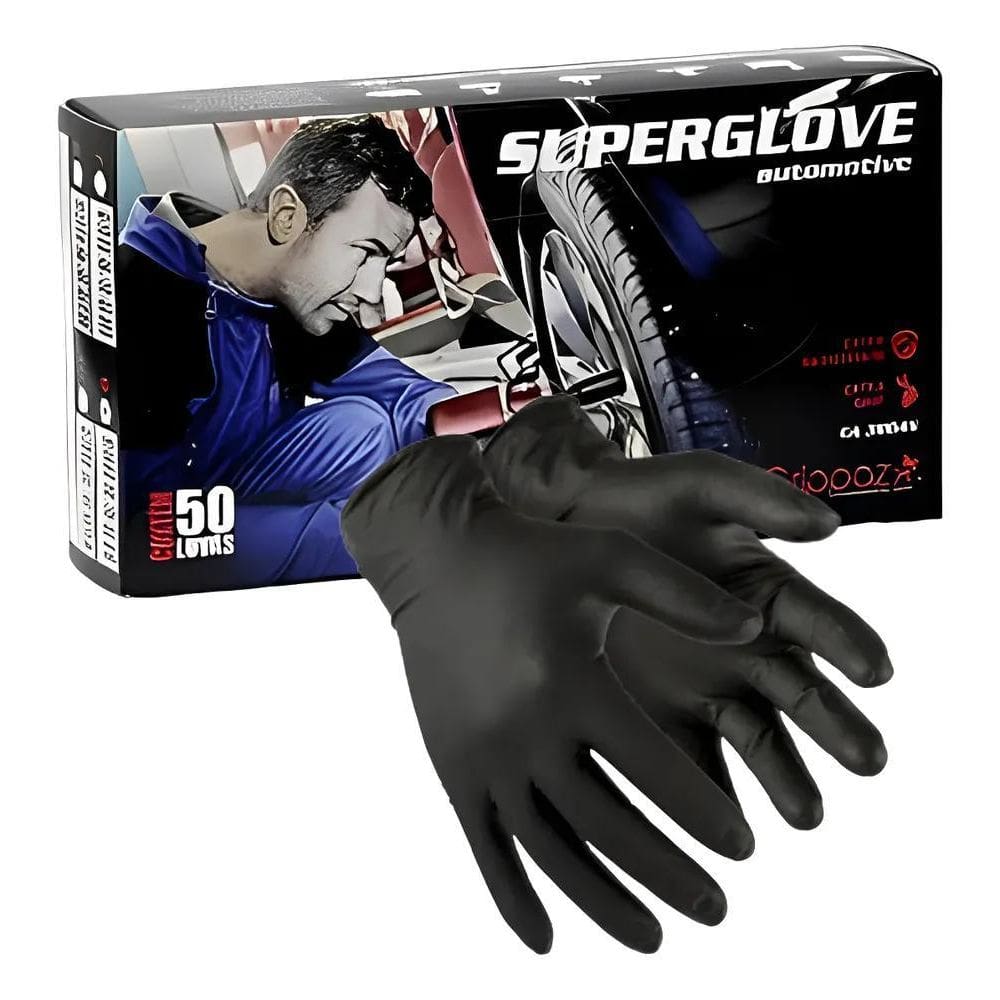 Luva Seguranca Epi Nitrilica Reforçada Automotiv Preta 11 Xg