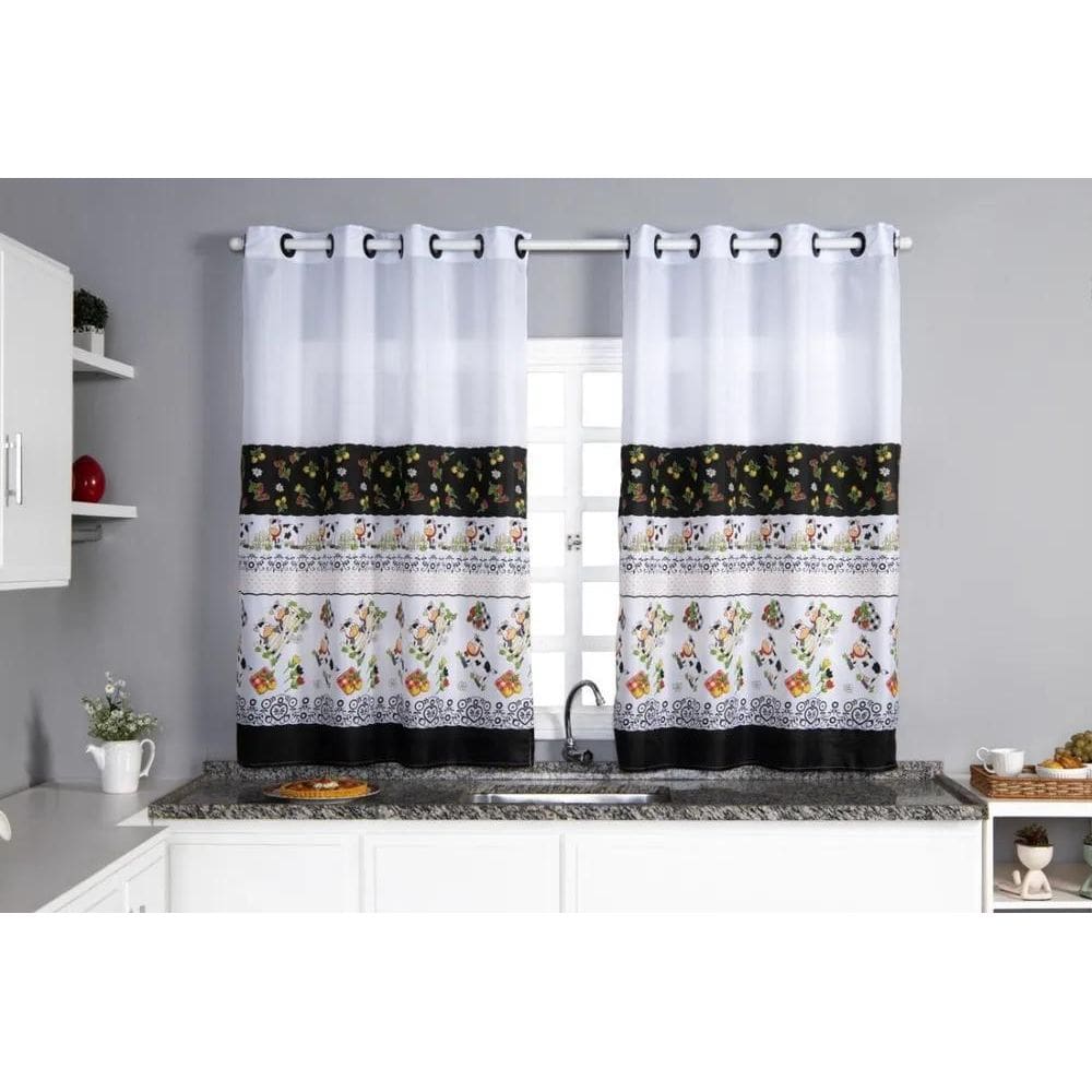 Cortina Estampada 2,40X1,30 Para Cozinha Em Vaquinha