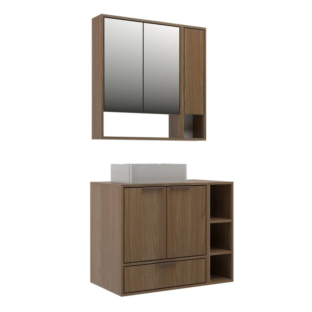 Gabinete para Banheiro Modular 802 80cm Prime Yescasa Noce