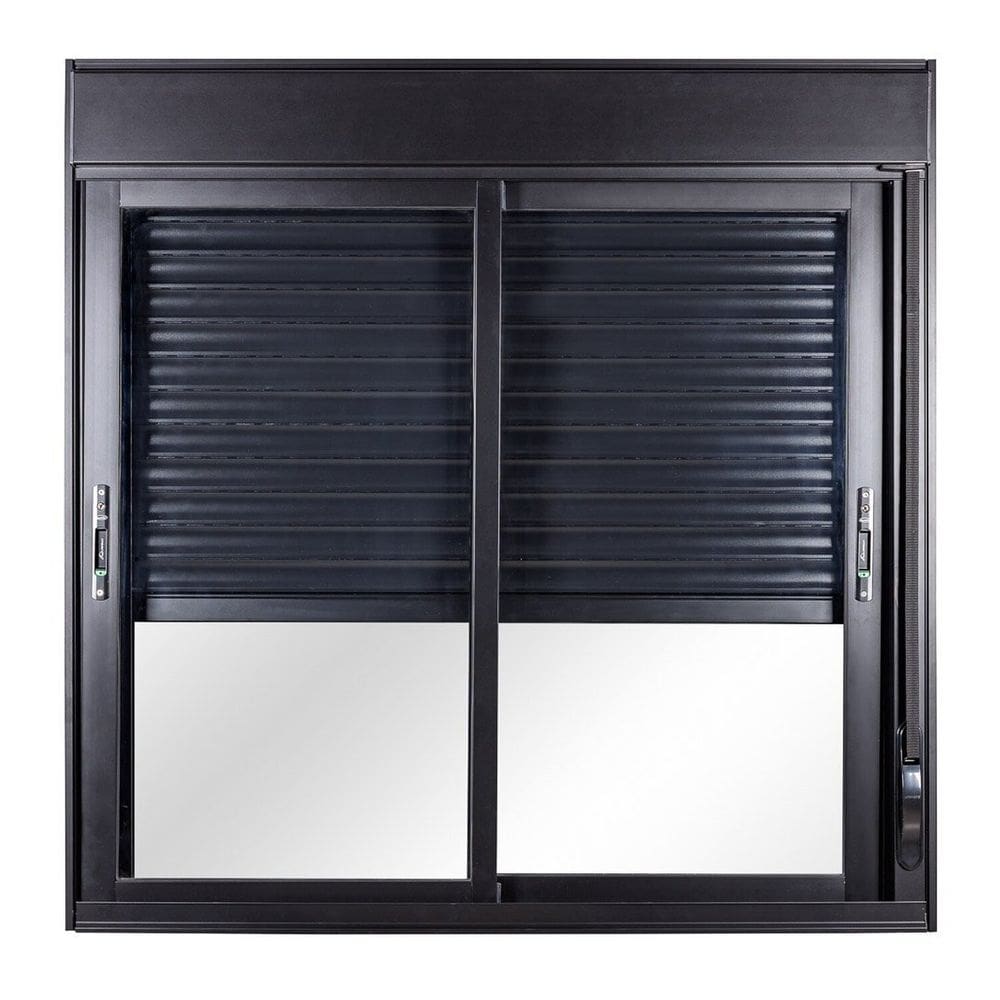 Janela 2 Folhas com Vidro Liso e Persiana Integrada Fita 120 x 120cm Topsul Esquadrisul Preto