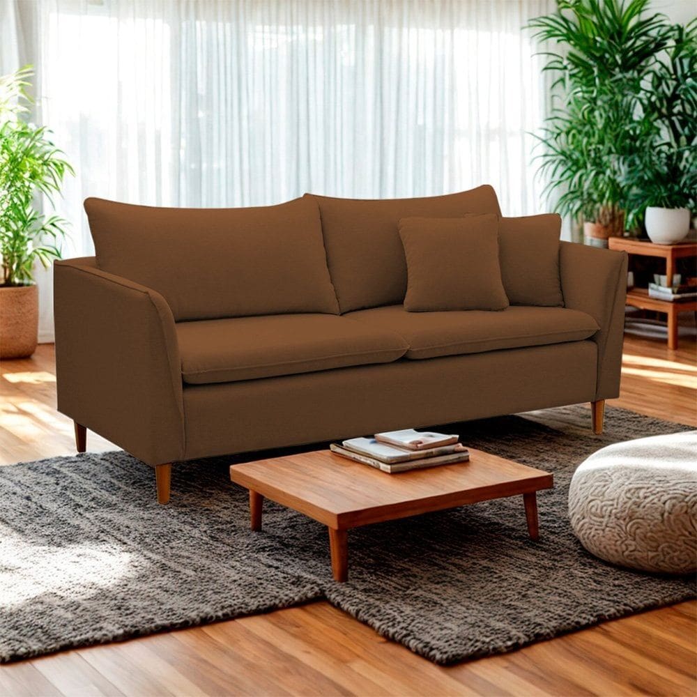 Sofá 2 Lugares Namoradeira 144cm Veludo Kassia Terracota