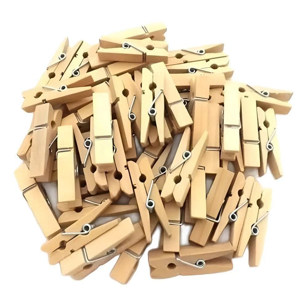 100 Mini Prendedores Pregador Arte Madeira 2,5 Cm