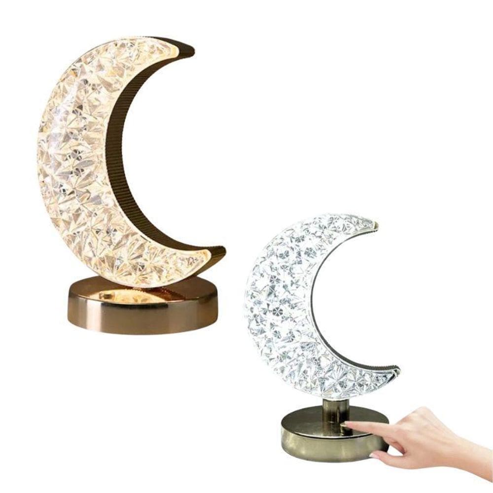 Mini Luminária Led De Mesa Usb Lua De Cristal Touch 03 Modos