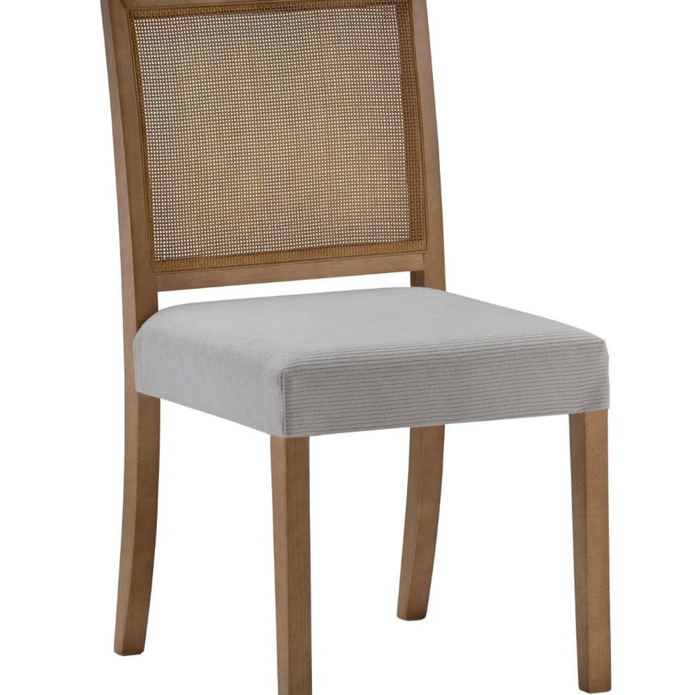 Cadeira para Sala de Jantar em Madeira Maciça Celine Amêndoa/Cinza