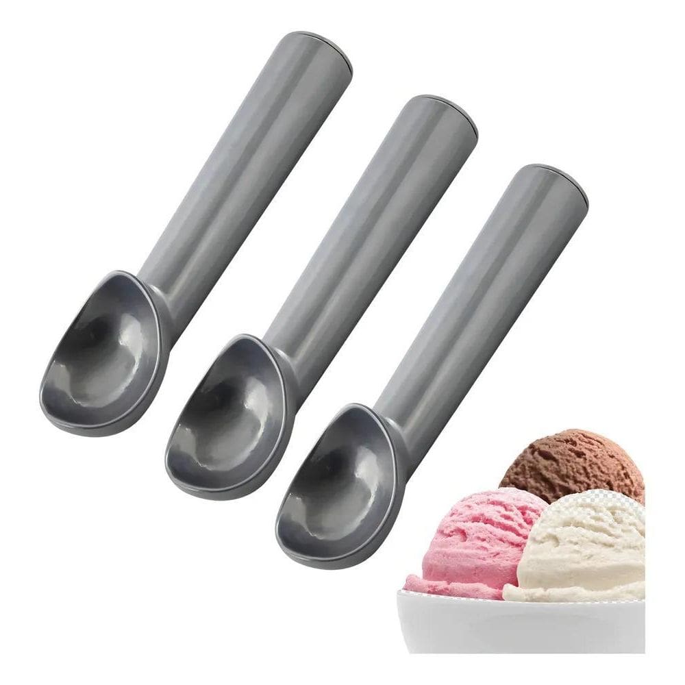 2X Kit 3 Colher Pegar Sorvete Bola Aluminio Polido Profissio