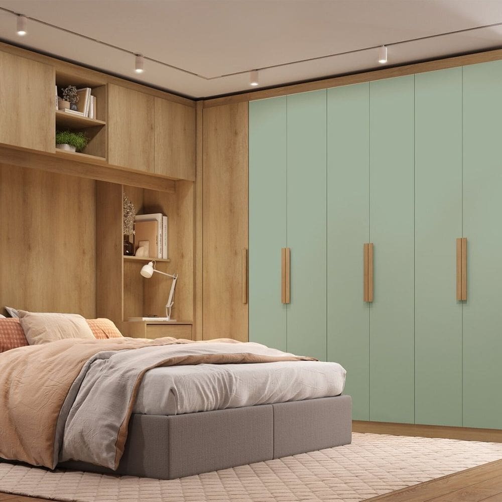 Kit Componível Modulare com Guarda-roupa 6 Portas Milan Capuccino / Menta