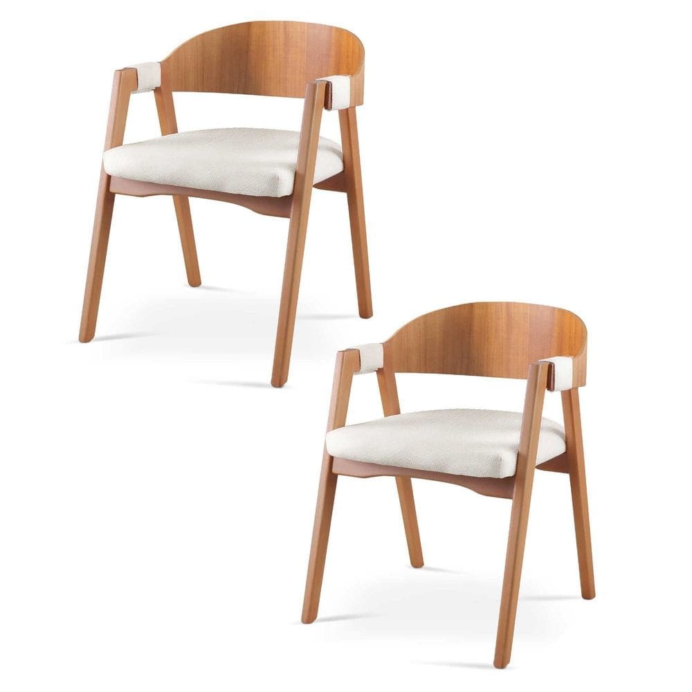 Kit 2 Cadeiras para Sala de Jantar Luna Nude/Mel