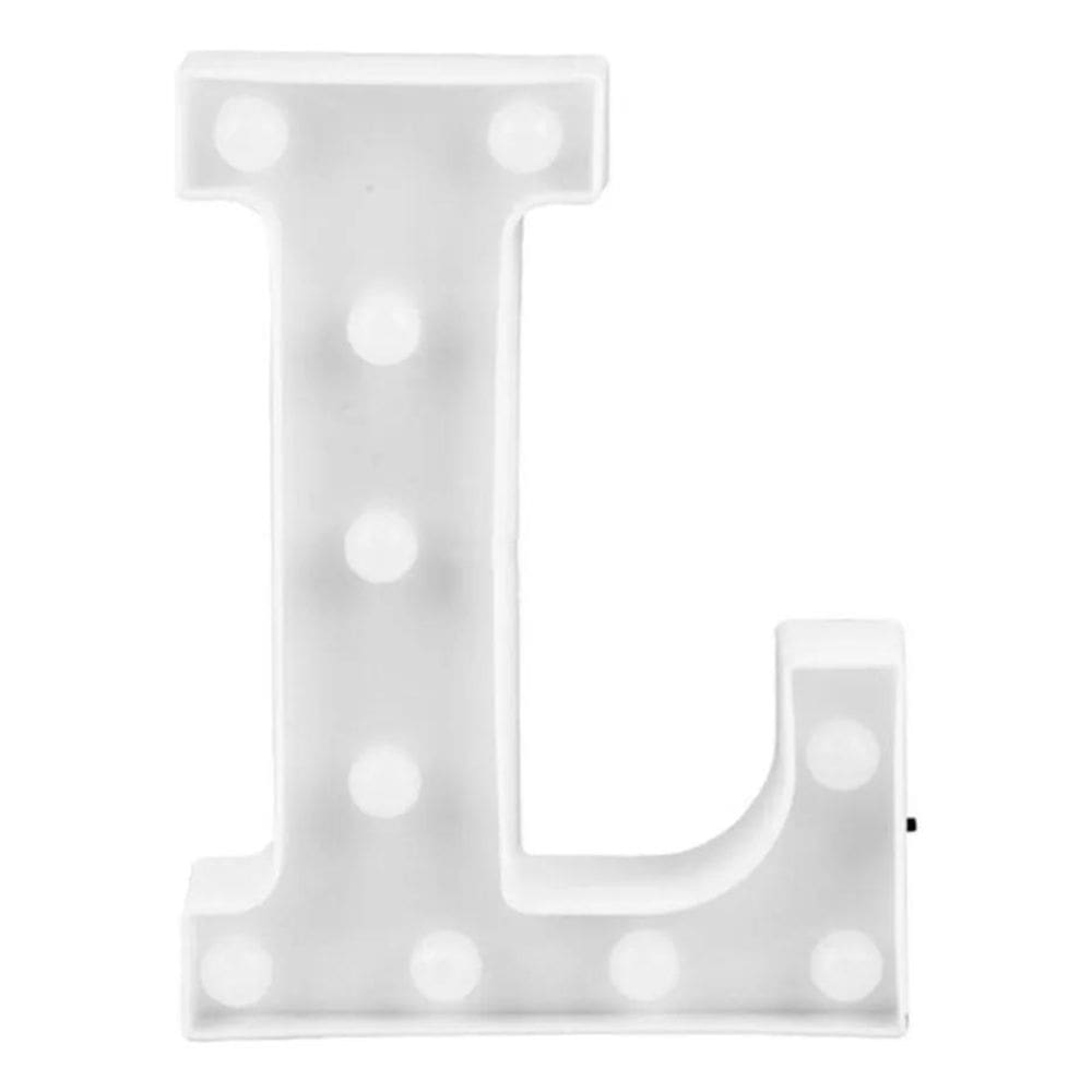 Luminária Led Letra L Branca 22Cm Abajur Decoração Festa Cor