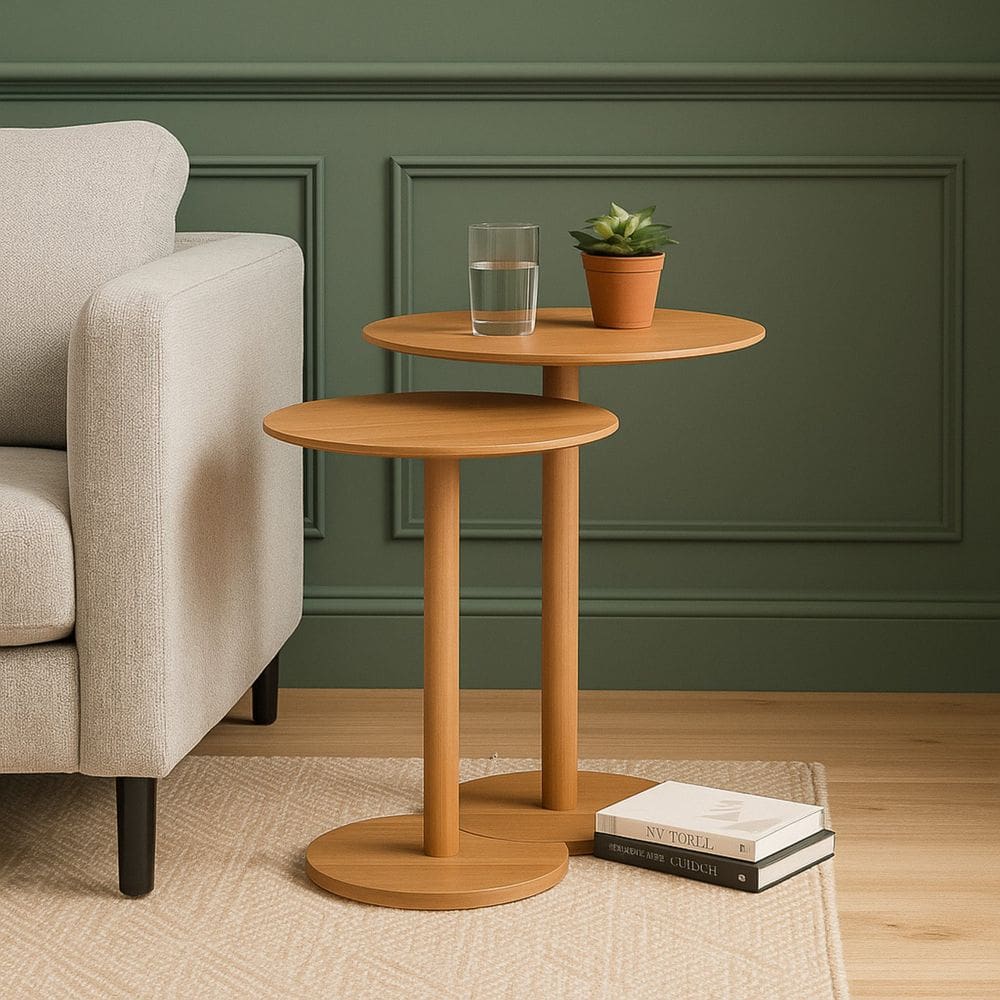 Conjunto 2 Mesas Laterais para Sala de Estar Lia Natural