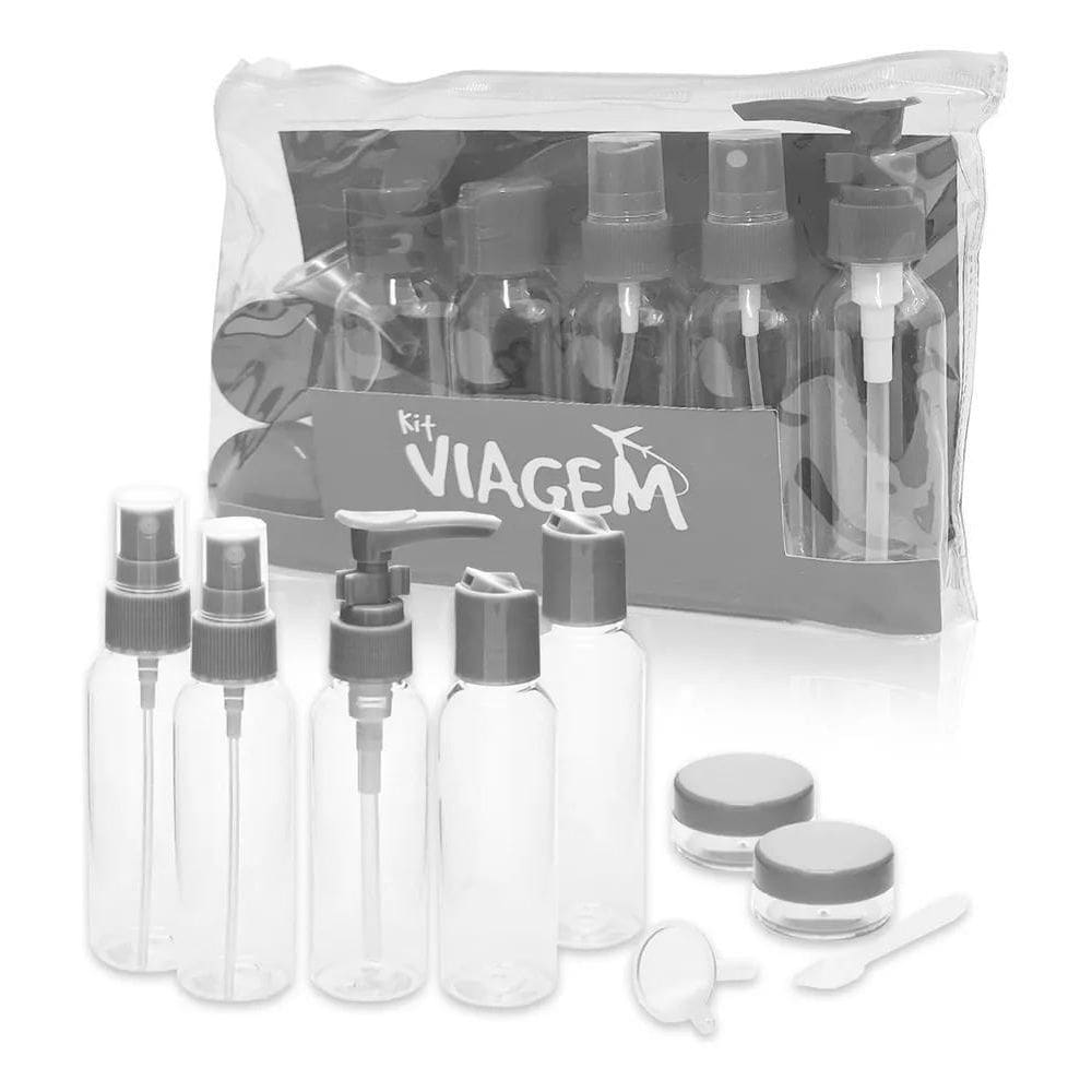 Kit De Frascos Para Viagem 10 Peças Necessaire Organiz Cinza