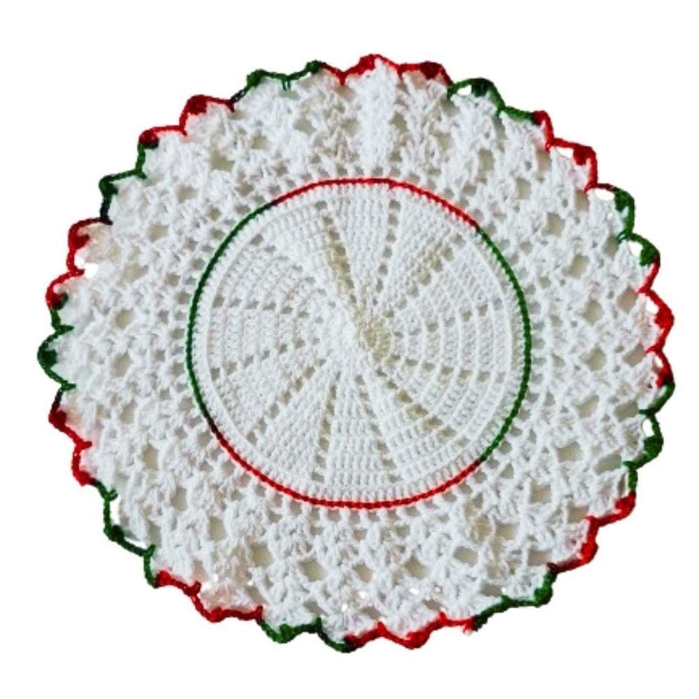 Kit Com 6 Sousplat Em Crochê Artesanal 35Cm Branco