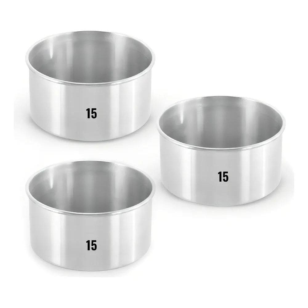 Kit Forma Assadeira Bolo Redonda Alta 15 X 10 3 Peças