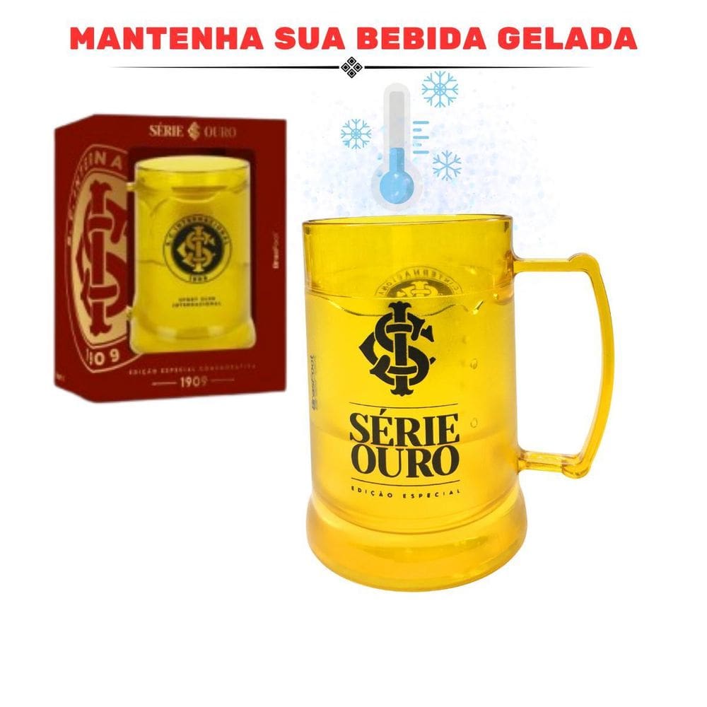 Caneca Copo Gel 300Ml + Cordão 65Cm Isolante Térmico Chopp